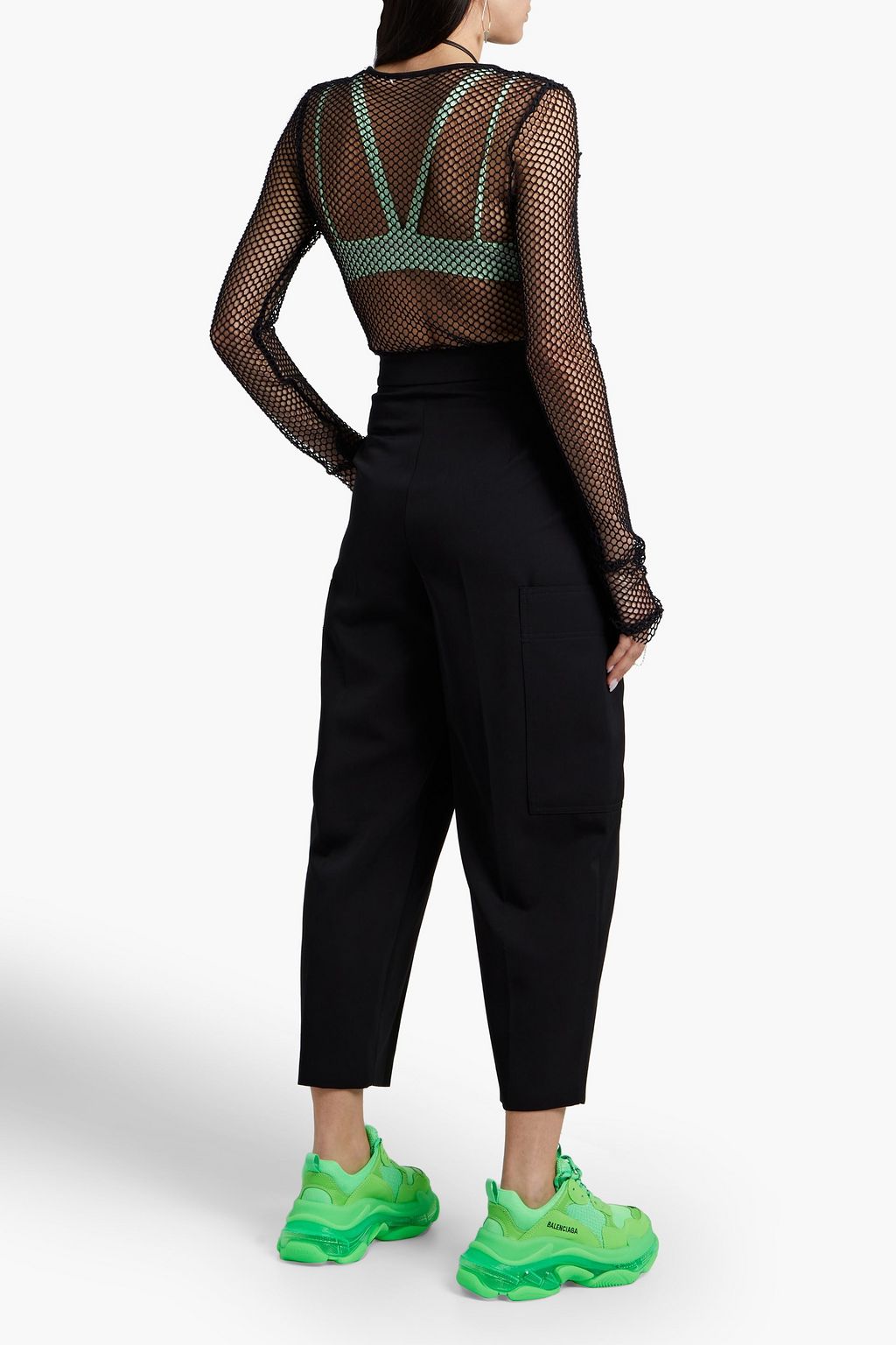 STELLA MCCARTNEY Cropped zip-detailed wool-twill tapered pants
