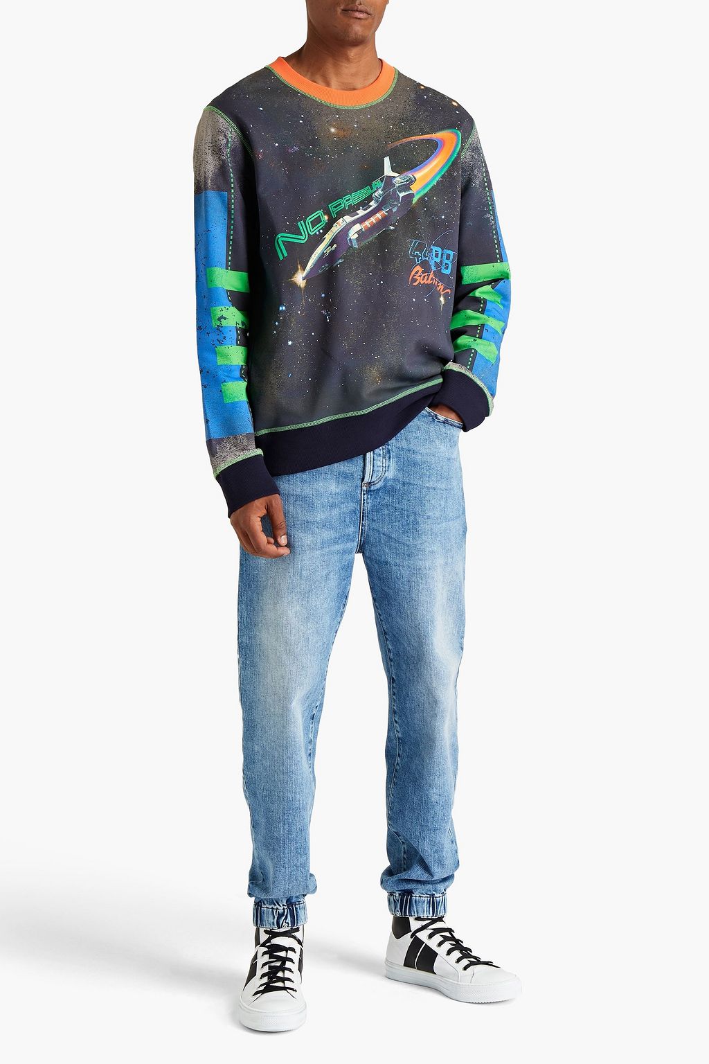 BALMAIN Sweatshirt aus Baumwollfrottee mit Print