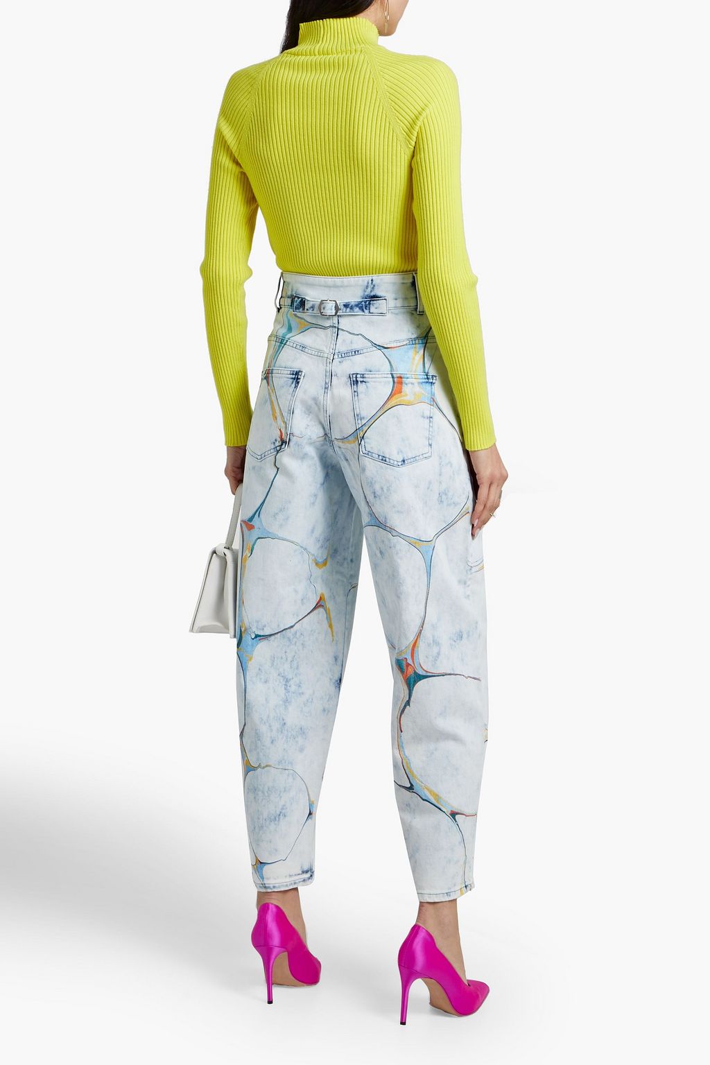 STELLA MCCARTNEY Painted acid-wash high-rise tapered jeans