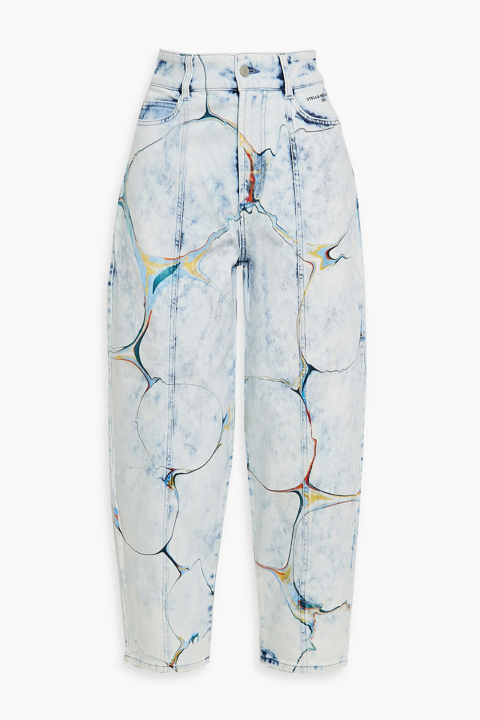 Stella Mccartney Painted Acid-wash High-rise Tapered Jeans In Light Denim