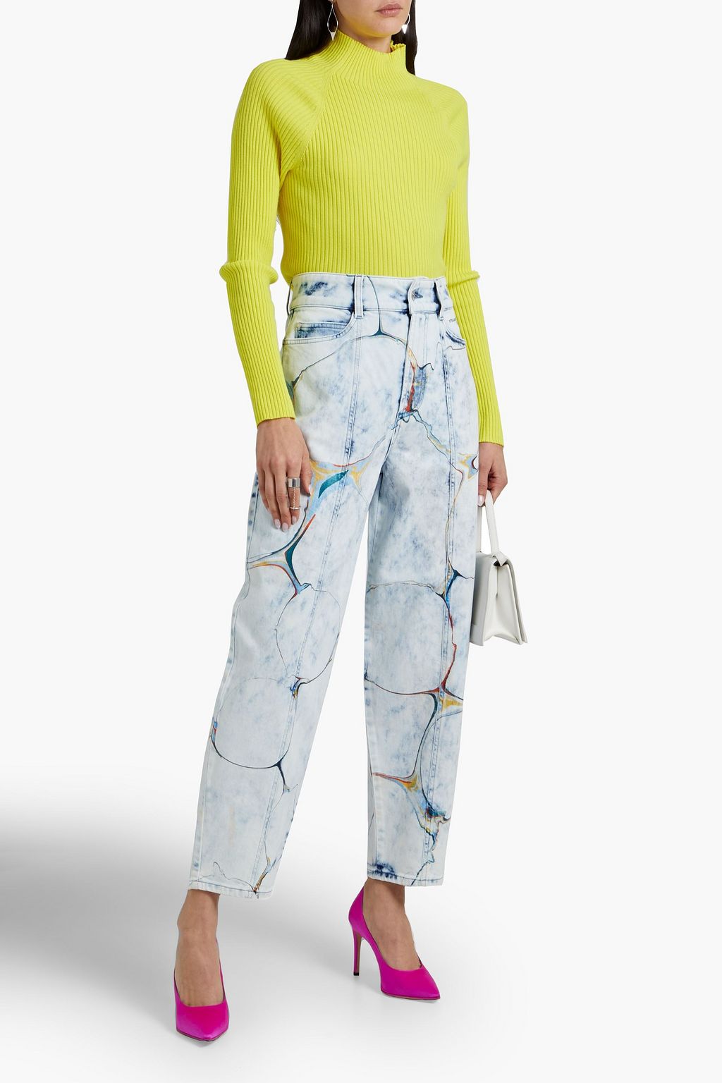 STELLA MCCARTNEY Painted acid-wash high-rise tapered jeans
