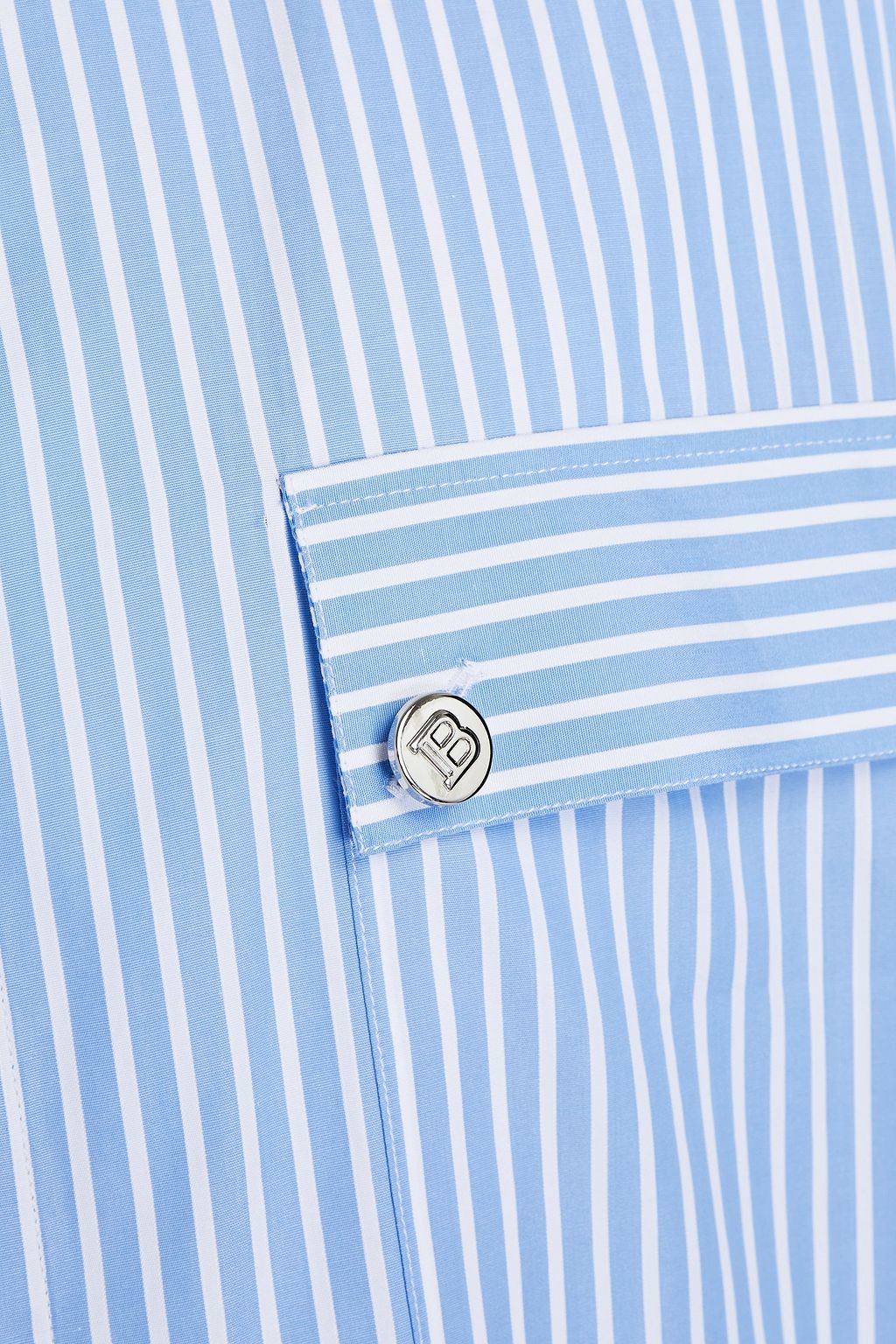 BALMAIN Appliquéd striped cotton-poplin shirt