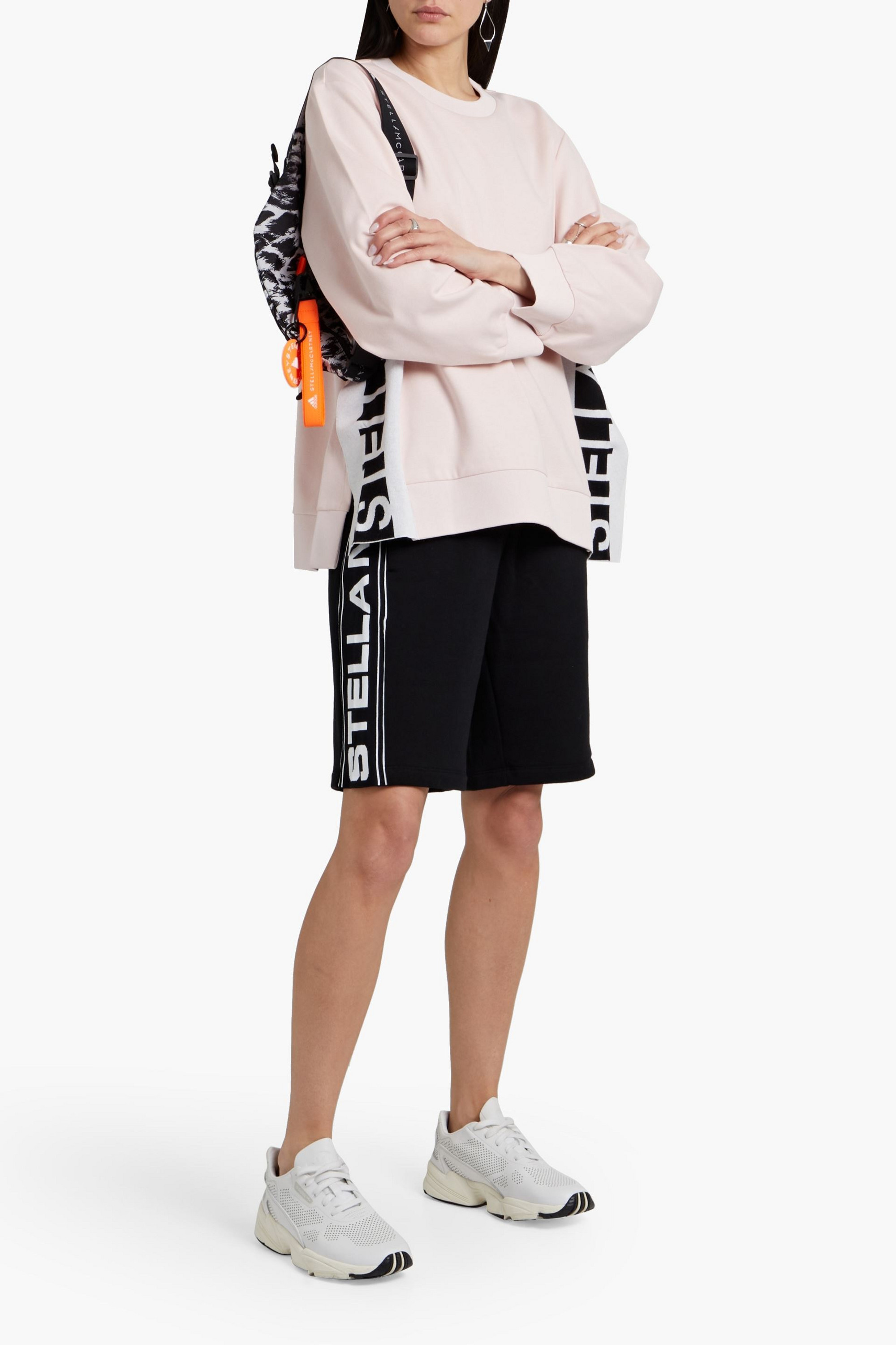 Stella McCartney Jacquard-trimmed cotton-fleece shorts