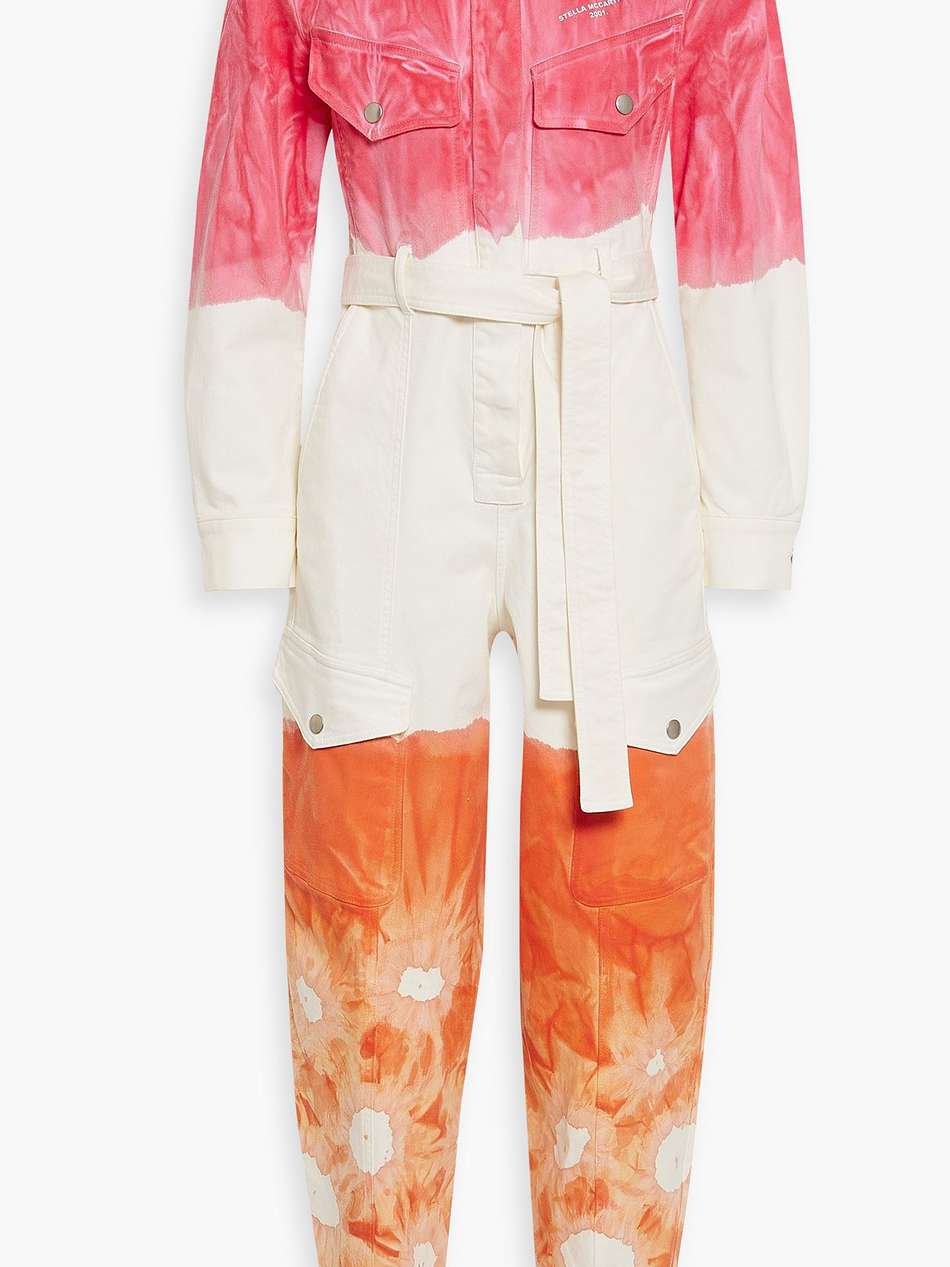 tie-dyed denim jumpsuit