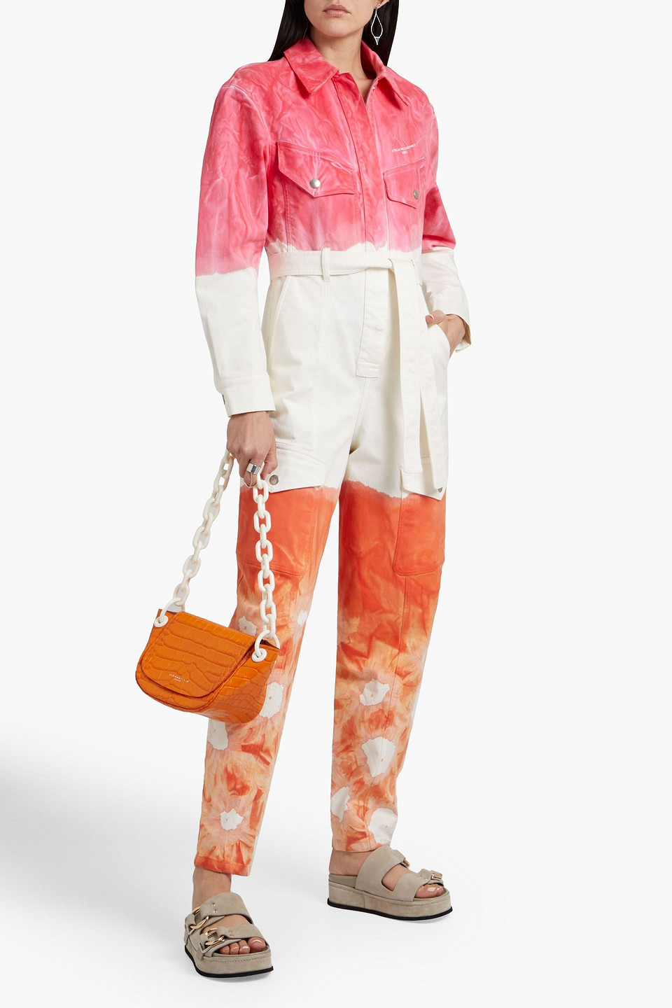 Stella Mccartney Tie-dyed Denim Jumpsuit In Multicolor