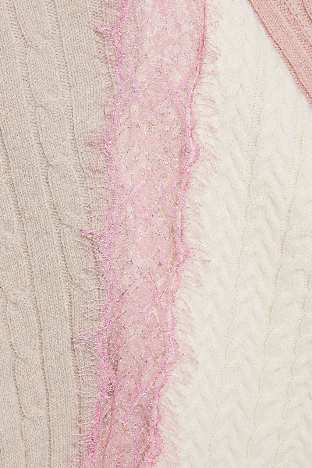 STELLA MCCARTNEY Lace-trimmed cable-knit wool sweater