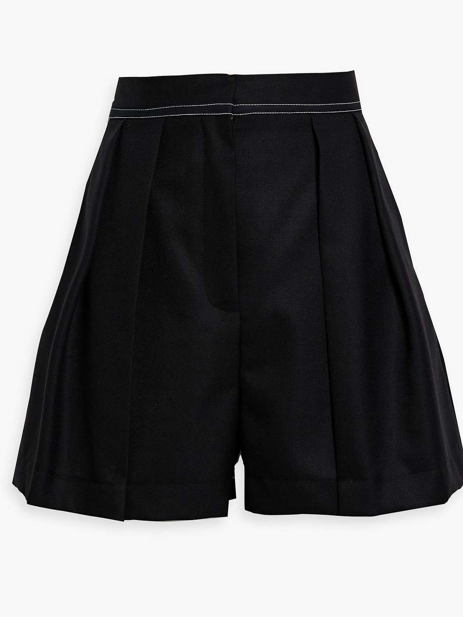 pleated grain de poudre wool shorts