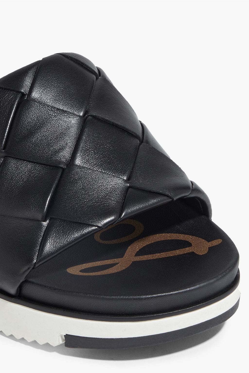 SAM EDELMAN Adaley logo-appliquéd basketweave leather sandals