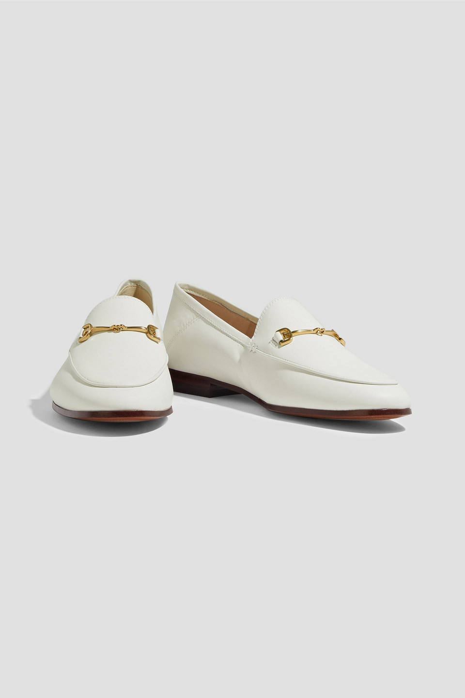 Sam Edelman Loraine Embellished Leather Collapsible-heel Loafers In White