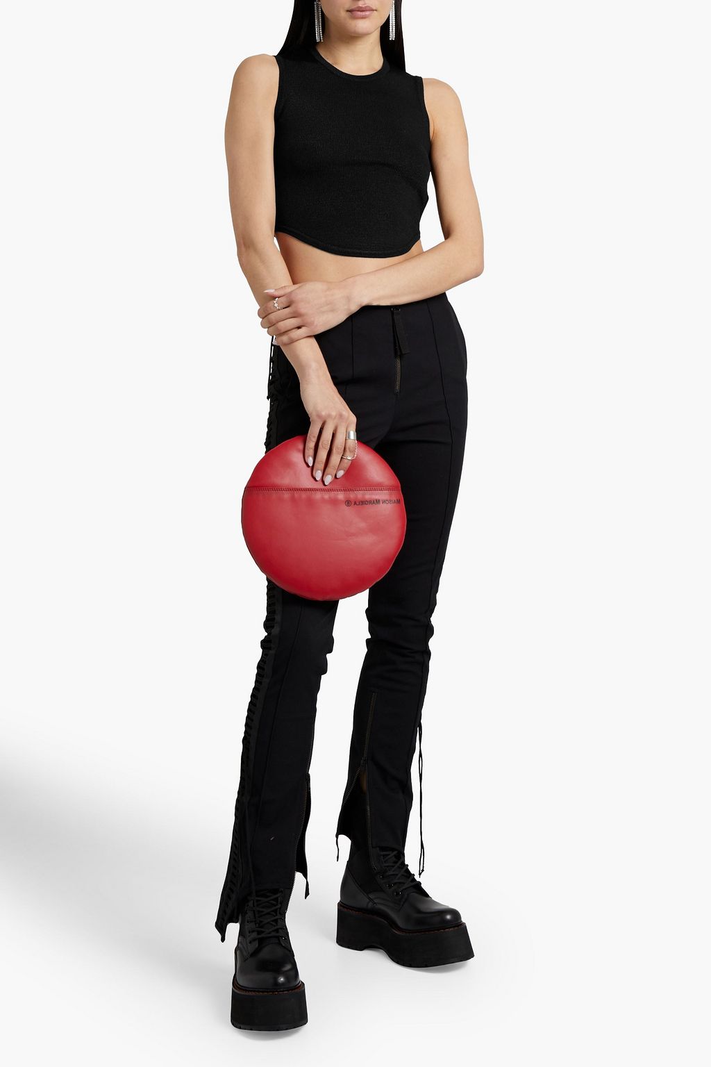 1017 ALYX 9SM Capulet leather-trimmed cropped knitted top