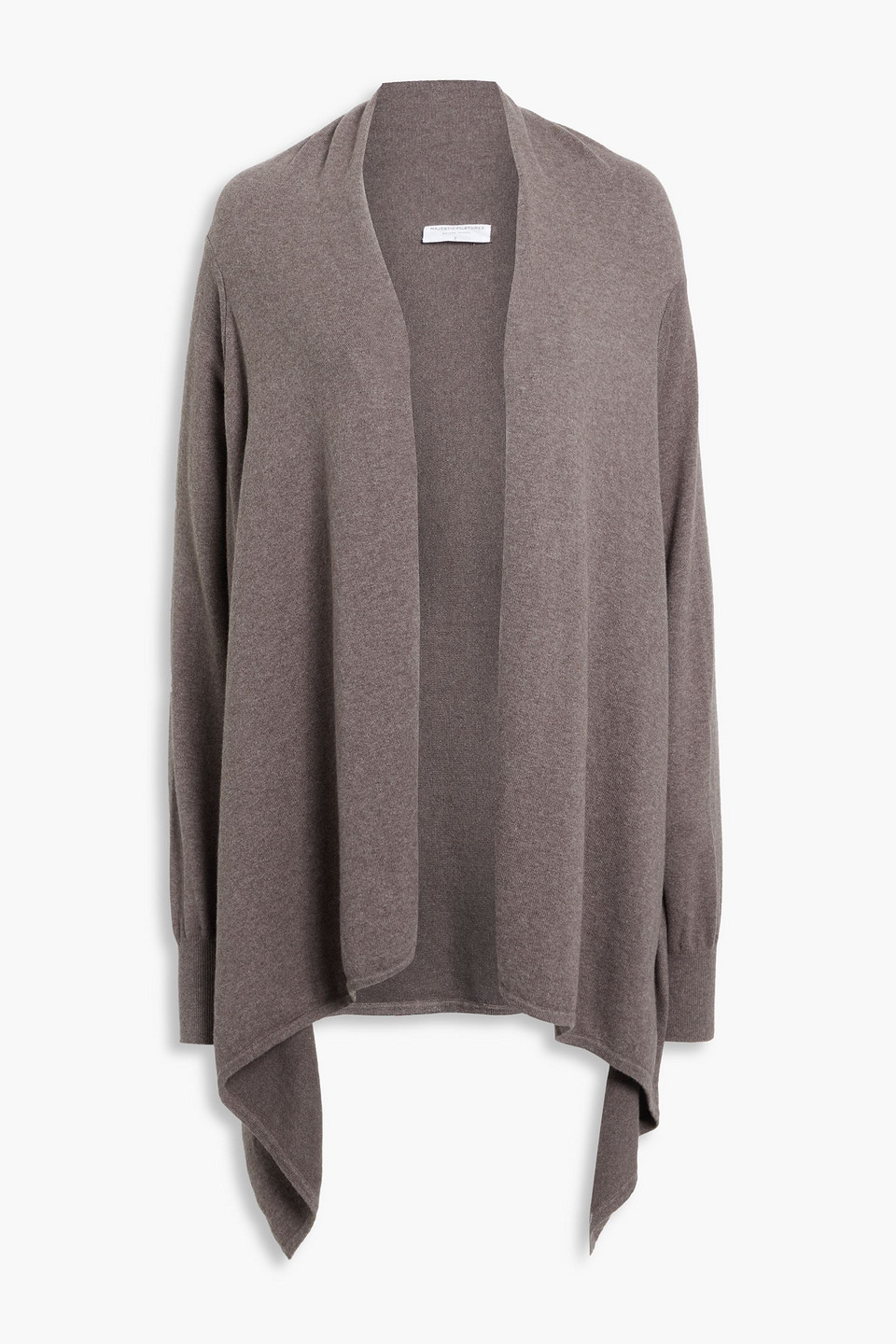 Majestic Draped Mélange Cotton-blend Cardigan In Taupe