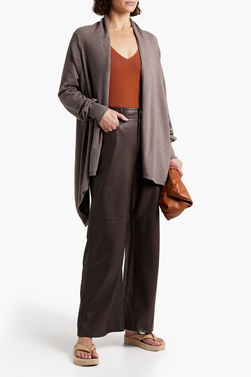 MAJESTIC FILATURES Draped mélange cotton-blend cardigan