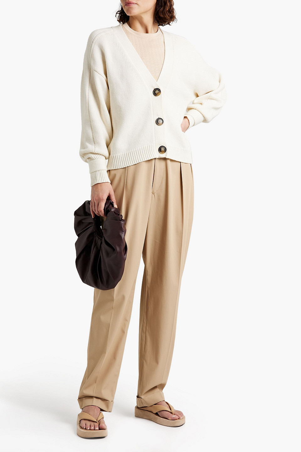 Loulou Studio Zanzibar Wool And Cashmere-blend Cardigan In Ivory