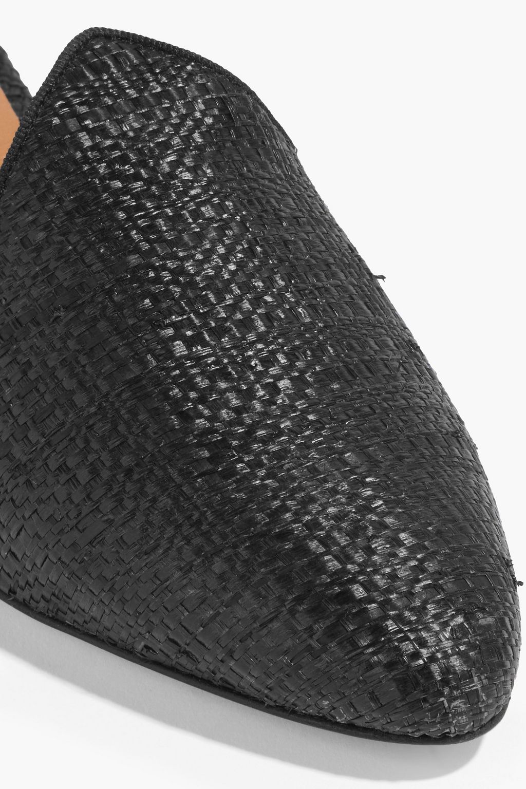 LE MONDE BERYL Venetian grosgrain-trimmed raffia mules