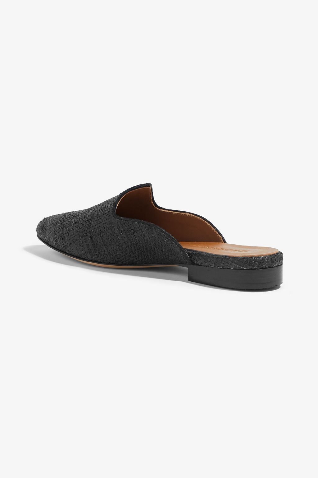 LE MONDE BERYL Venetian grosgrain-trimmed raffia mules