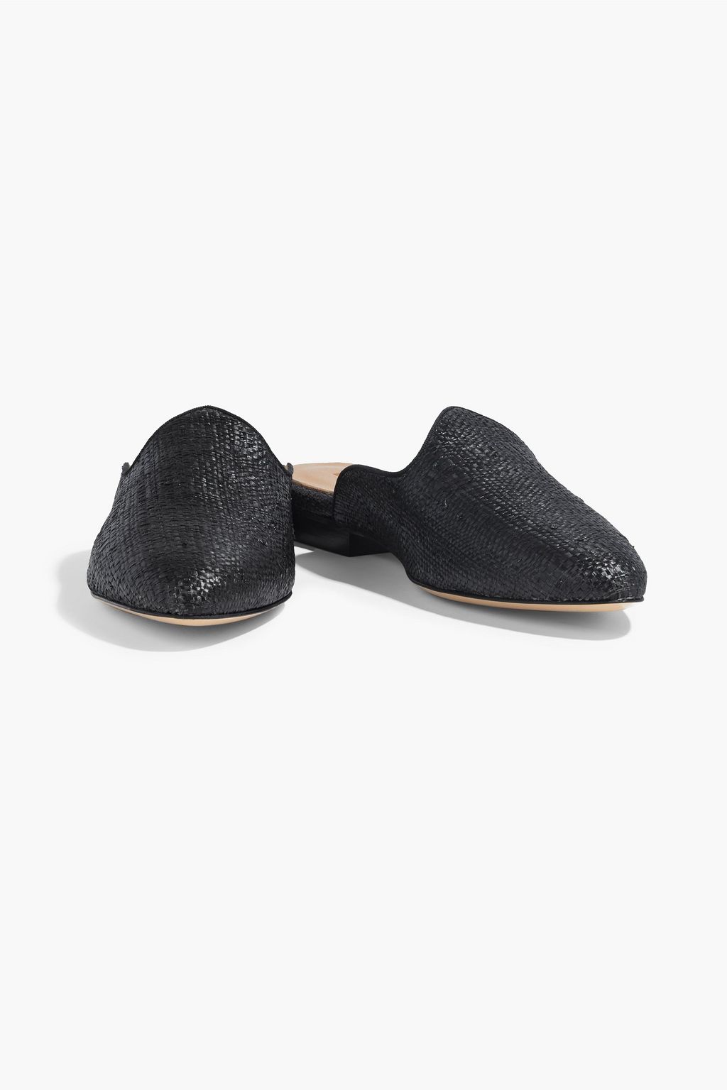 LE MONDE BERYL Venetian grosgrain-trimmed raffia mules
