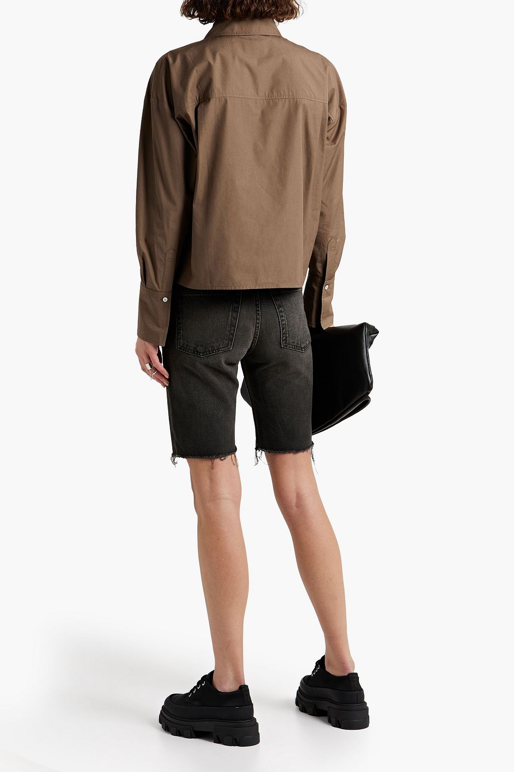 LOULOU STUDIO Cropped cotton-poplin shirt