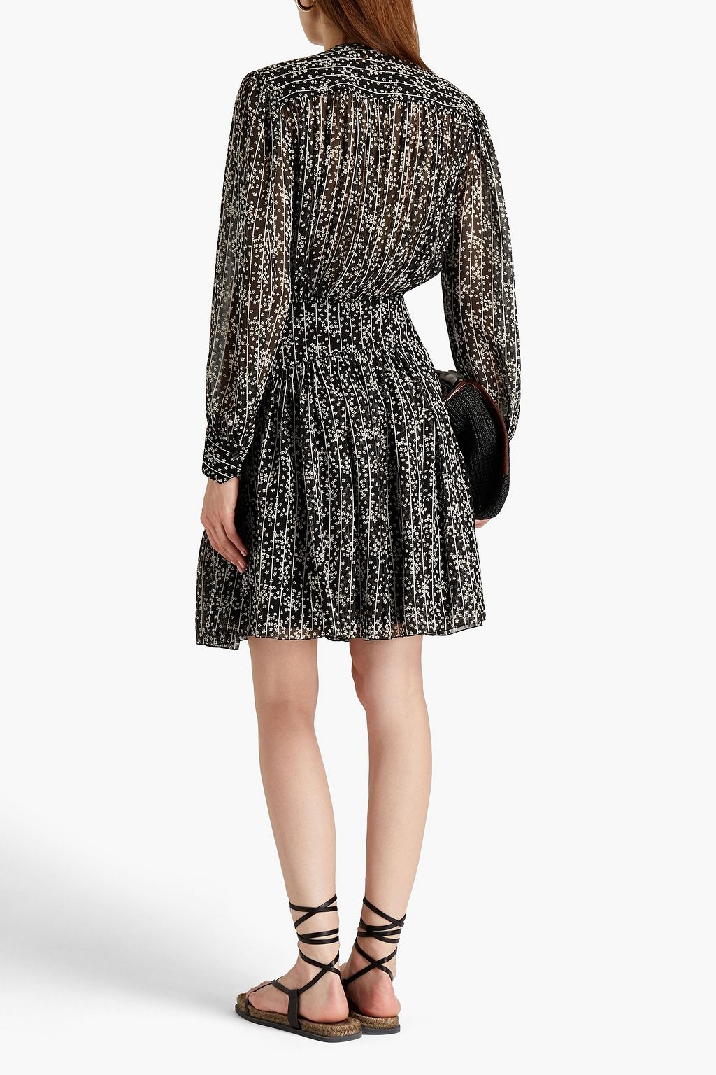 CHLOÉ Gerafftes Kleid aus bedrucktem Seidenchiffon
