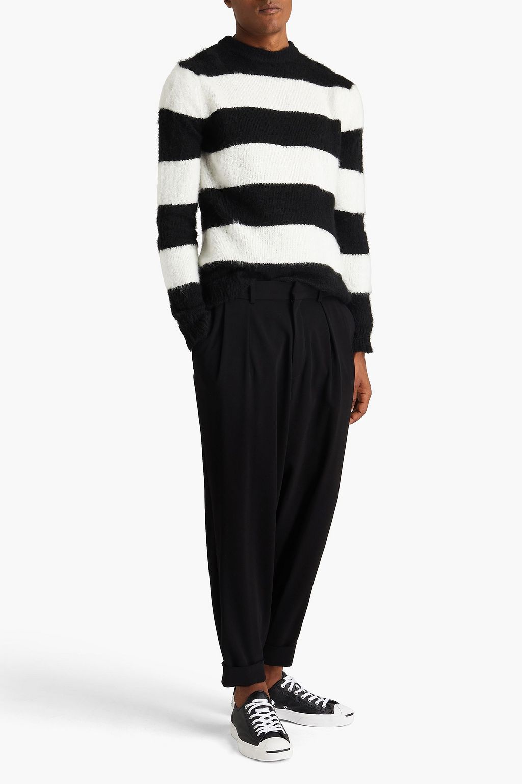 BALMAIN Tapered cropped pleated pants