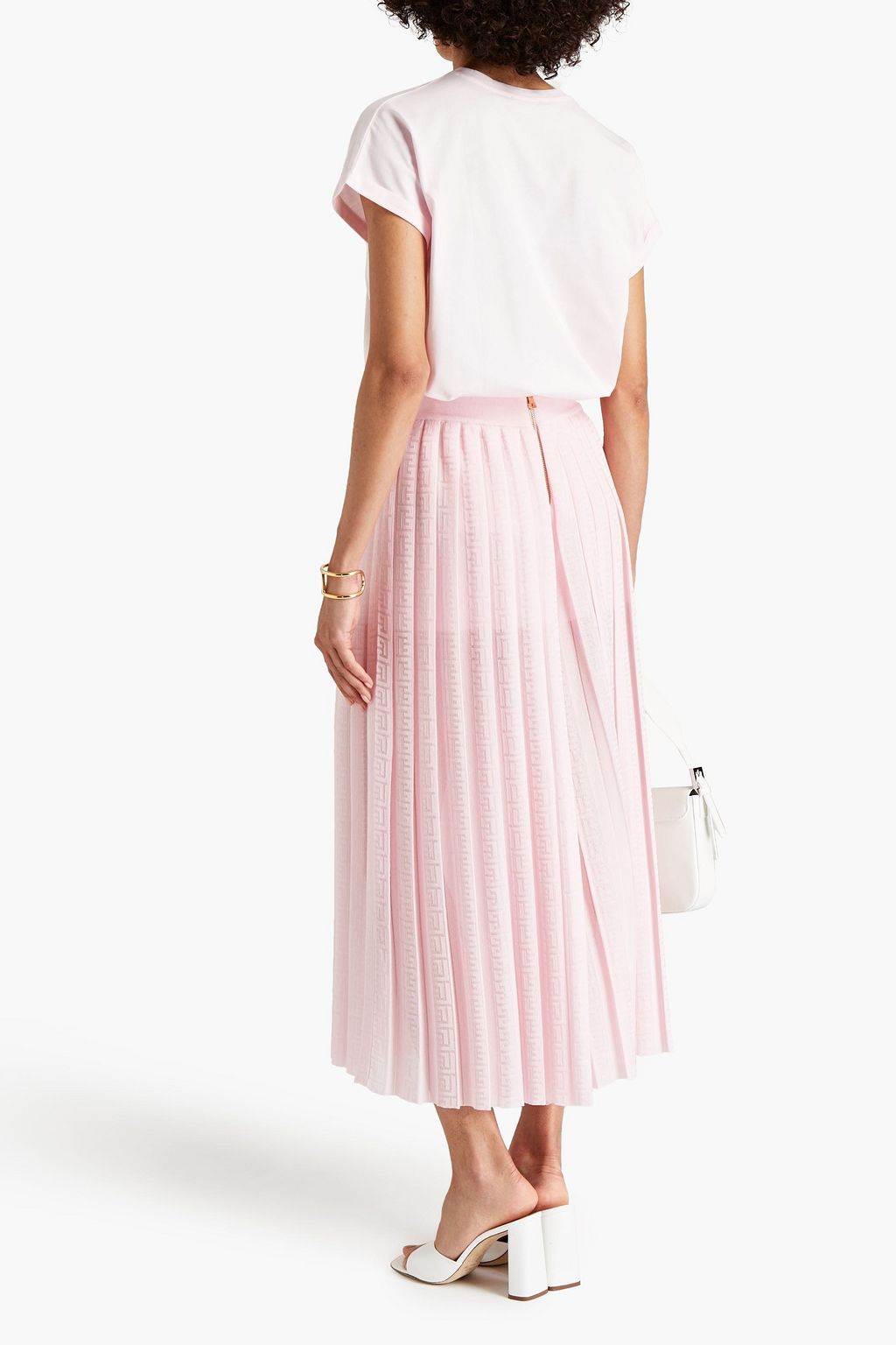 BALMAIN Pleated monogram-print jacquard culottes