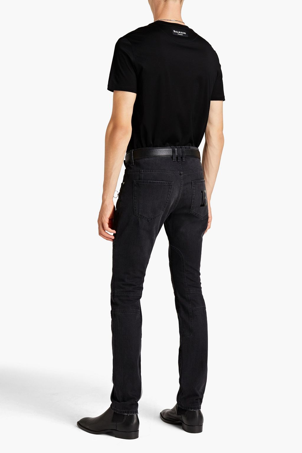 BALMAIN Slim-fit pintucked denim jeans