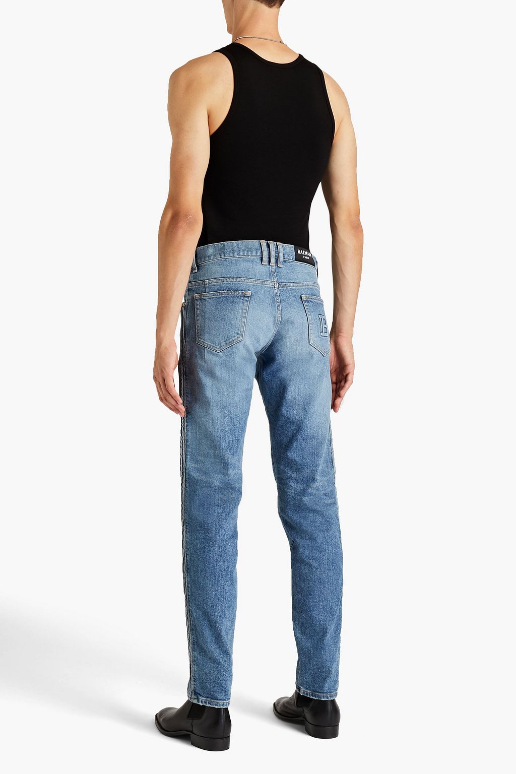 BALMAIN Karottenjeans aus Denim in ausgewaschener Optik mit Biesen
