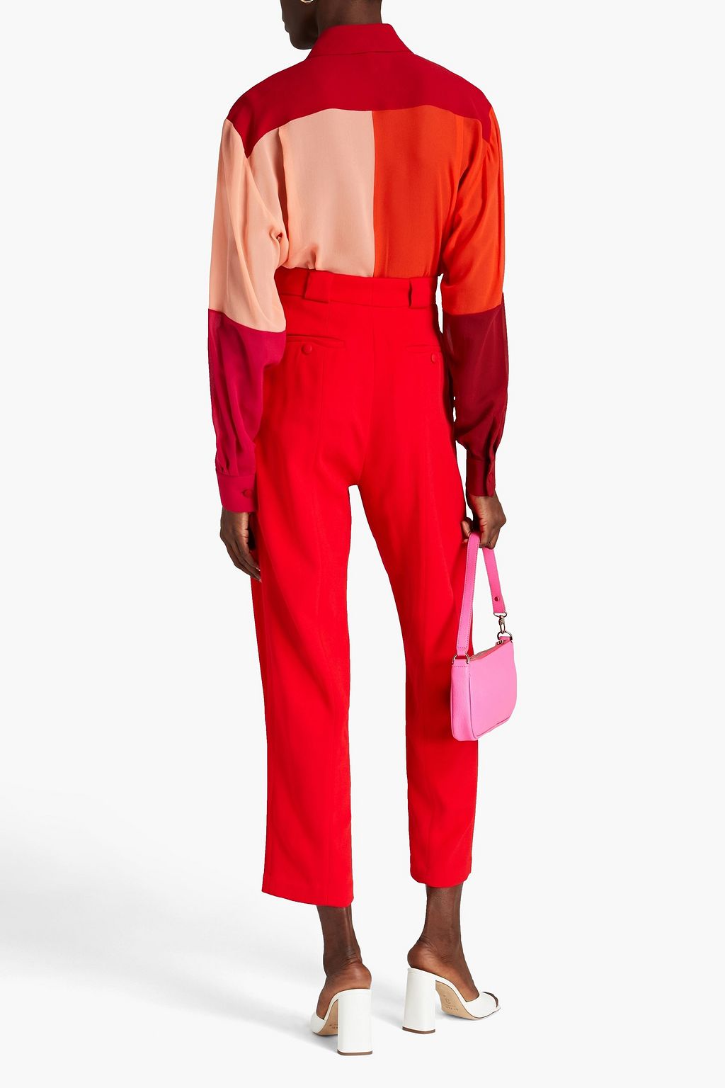 DOLCE&GABBANA Color-block silk-georgette blouse