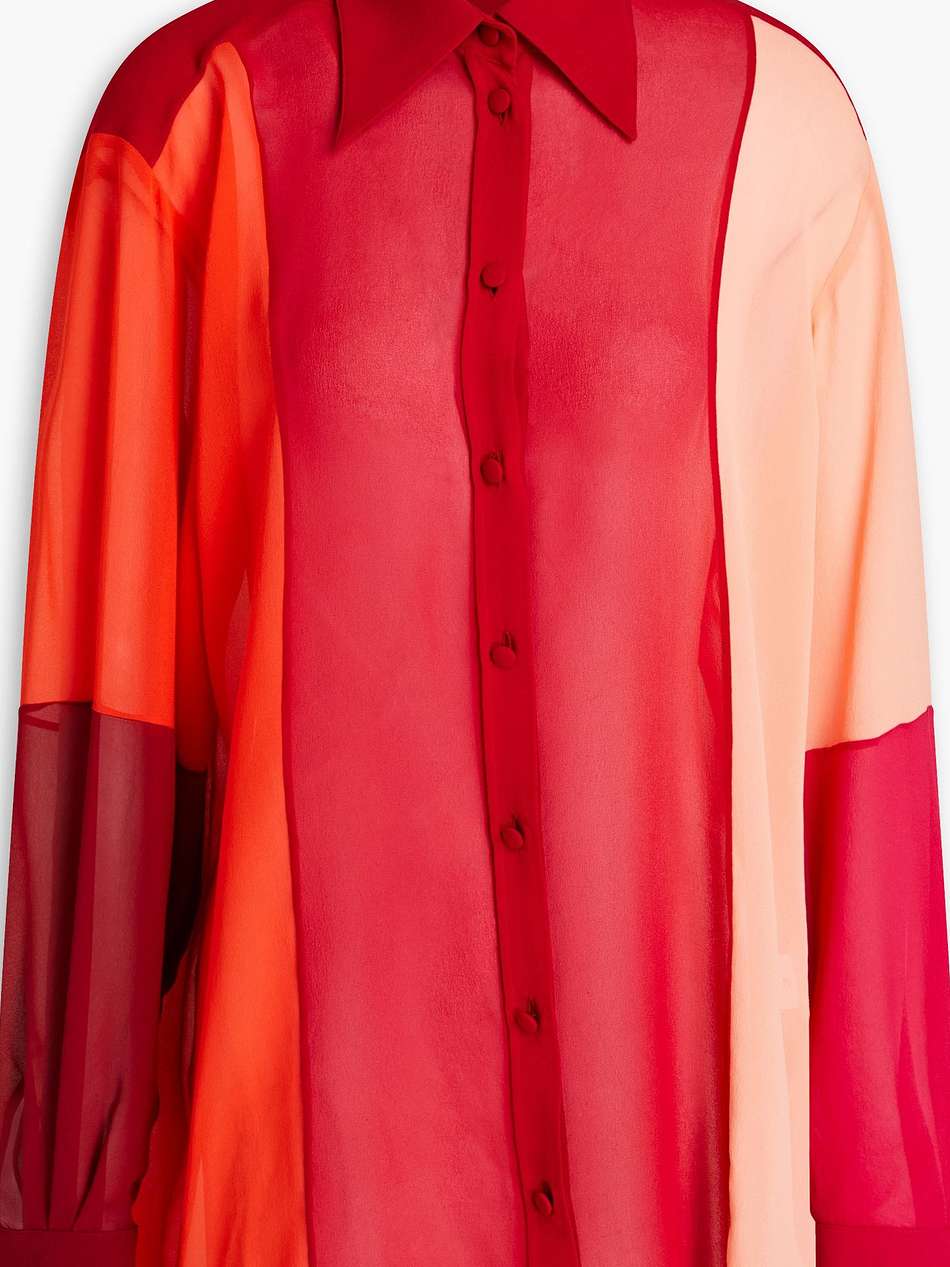 color-block silk-georgette blouse