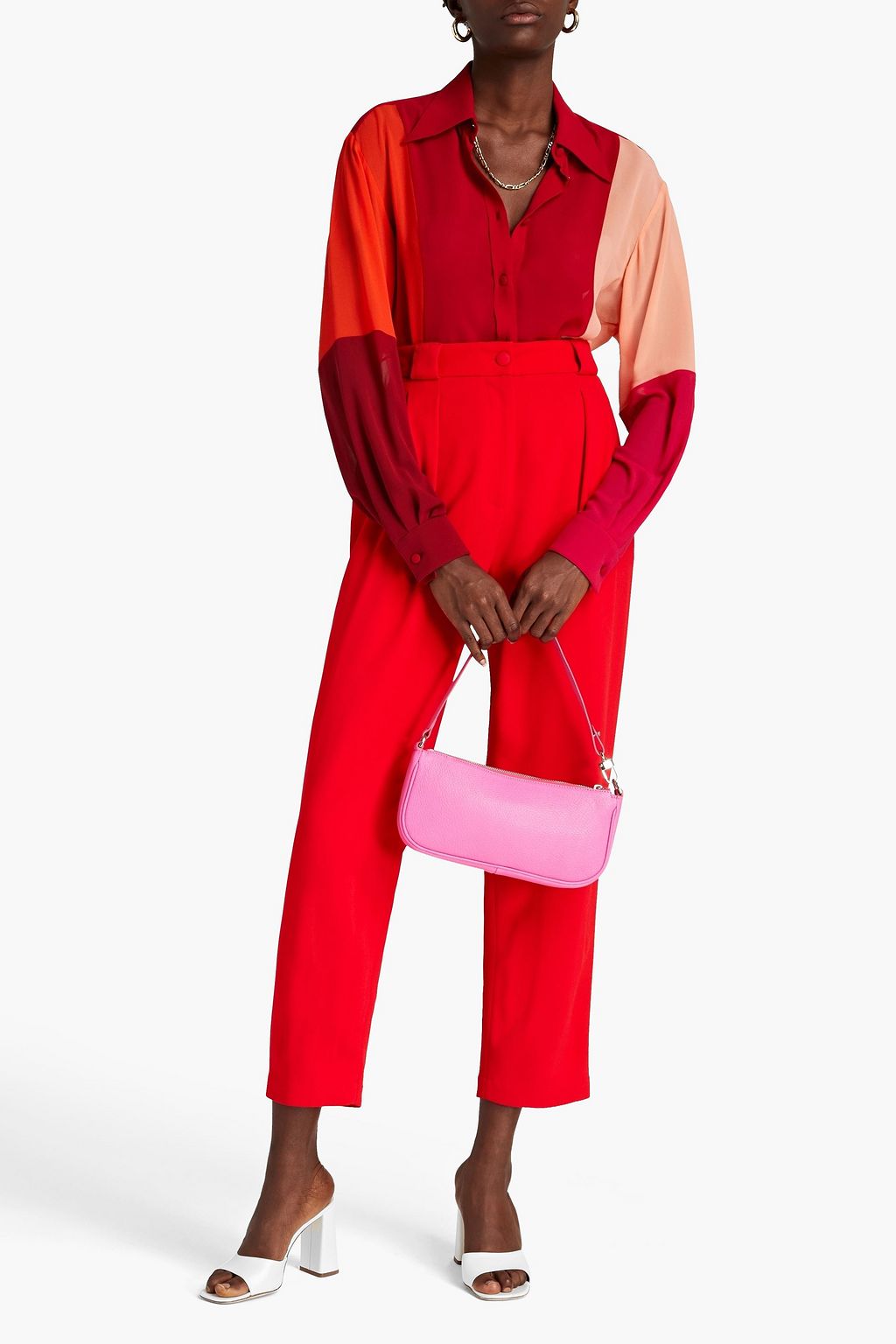 DOLCE&GABBANA Color-block silk-georgette blouse