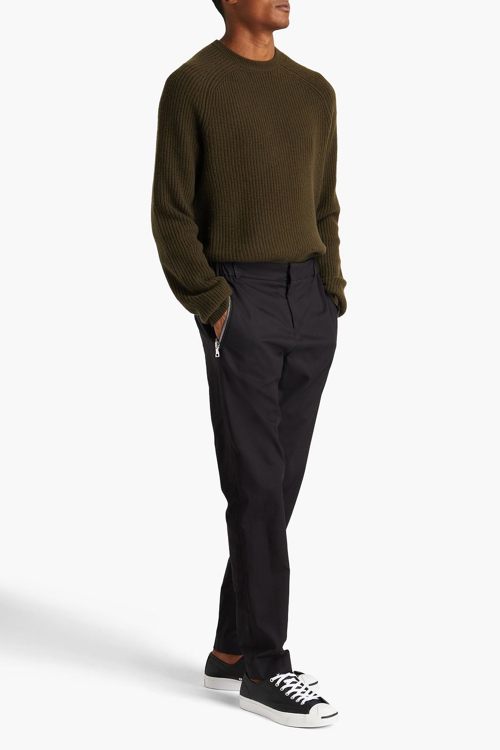 BALMAIN Tapered cotton and Tencel-blend pants