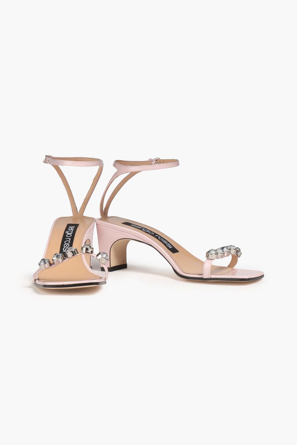 SERGIO ROSSI Crystal-embellished patent-leather sandals