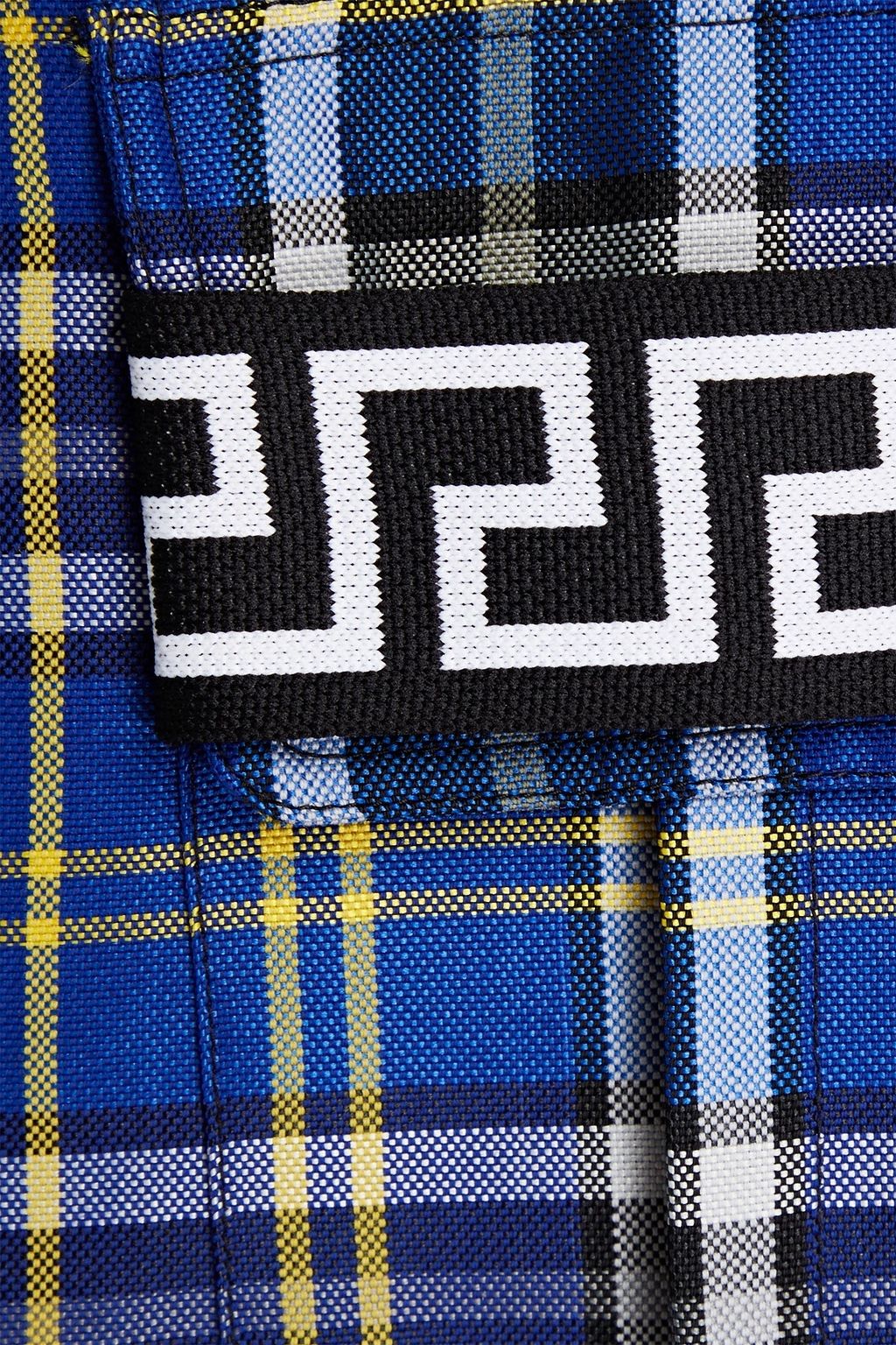 VERSACE Appliquéd checked wool-blend flannel shirt