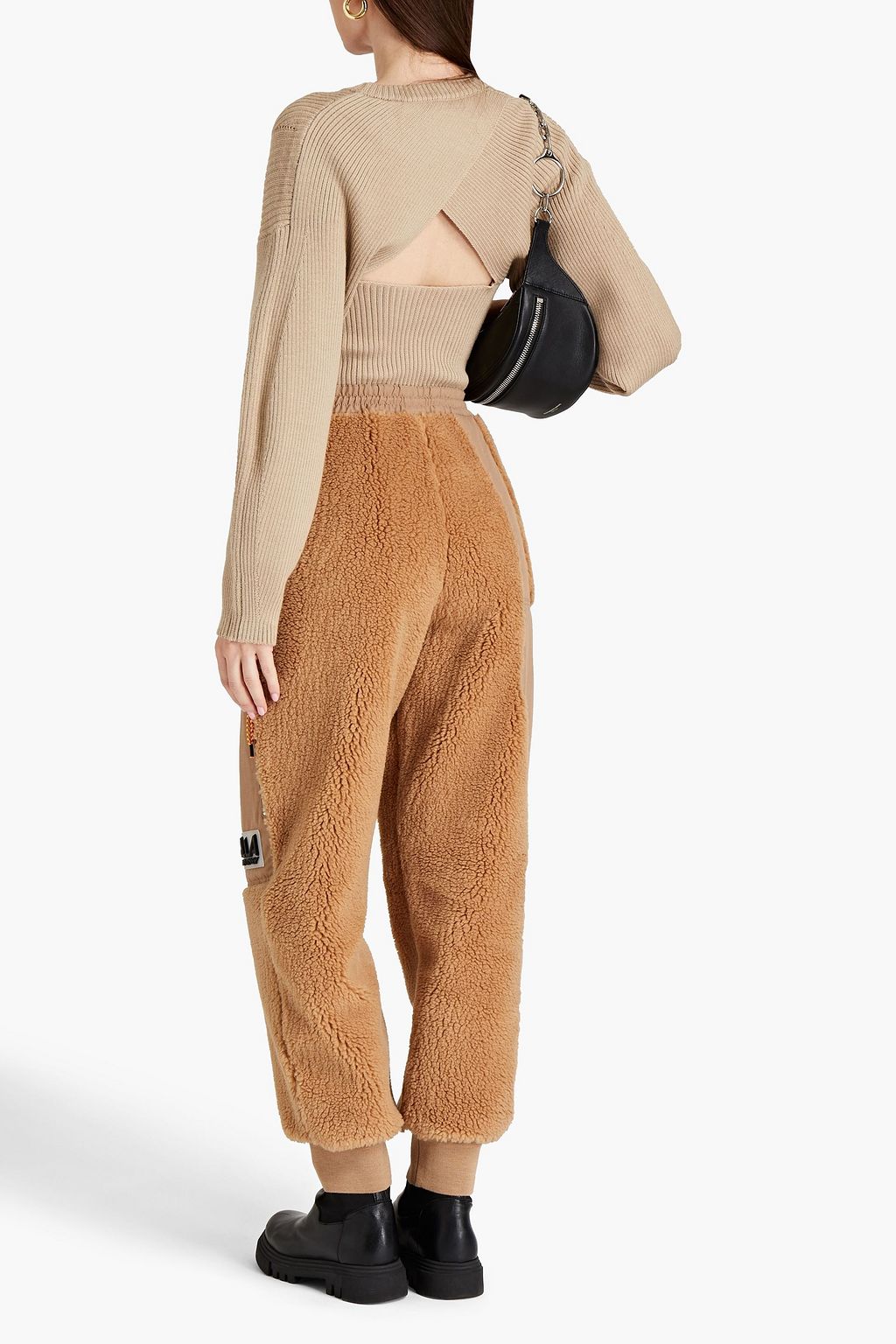 STELLA MCCARTNEY Track Pants aus Shearling-Imitat mit Applikationen und Twilleinsatz