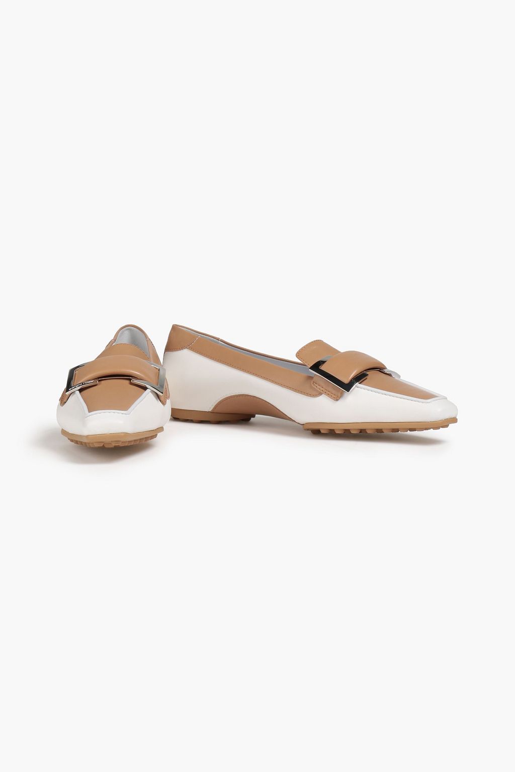 SERGIO ROSSI Tribute embellished two-tone leather loafers