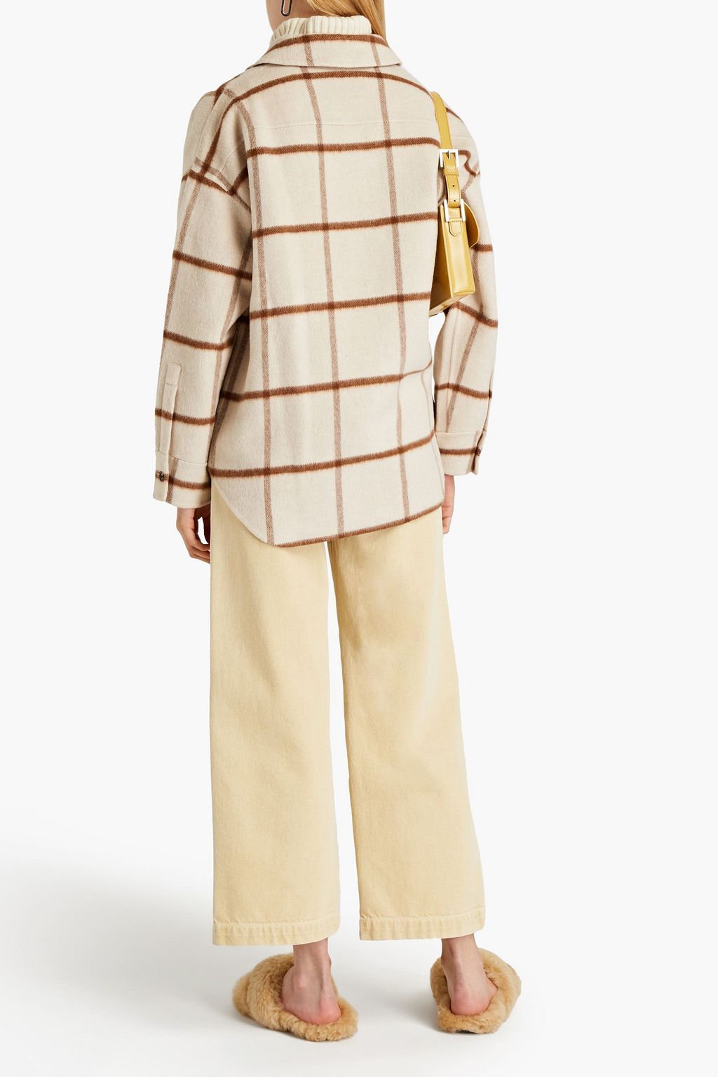 THEORY Checked brushed-felt jacket