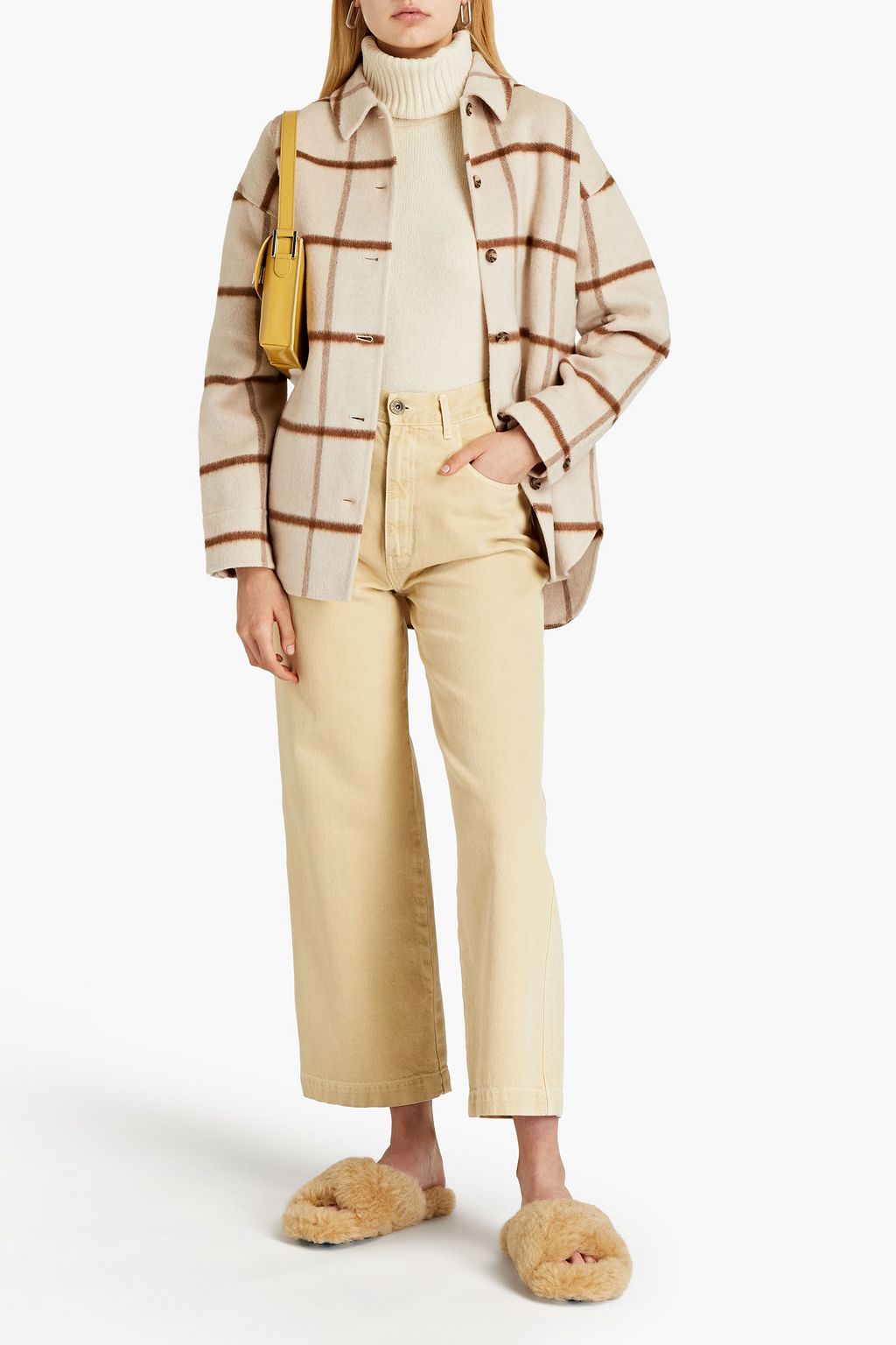 THEORY Checked brushed-felt jacket
