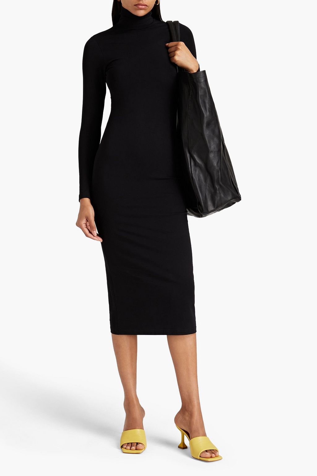 BALENCIAGA Stretch cotton-jersey turtleneck midi dress