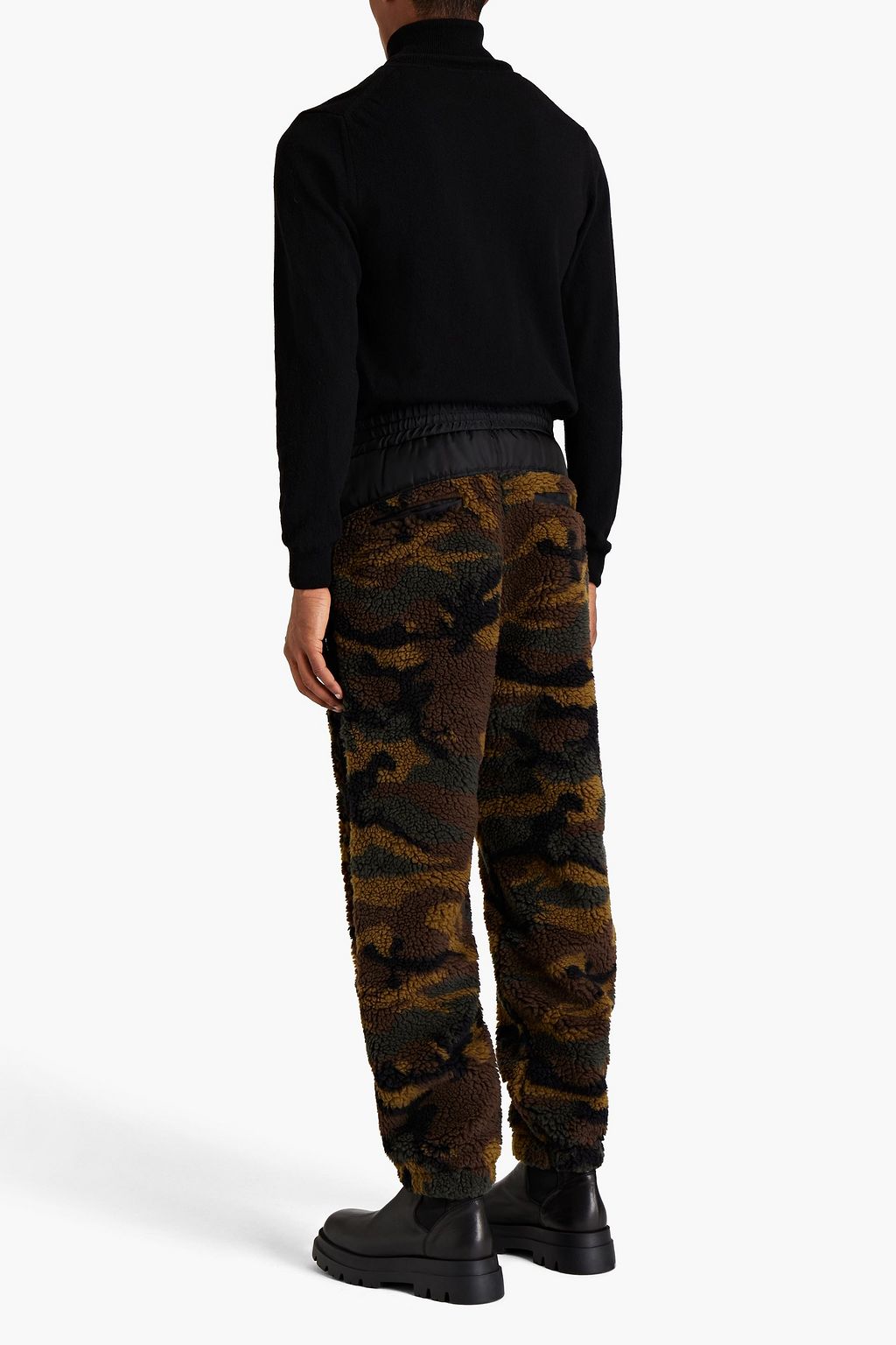 VERSACE Twill-paneled camouflage-print faux shearling track pants