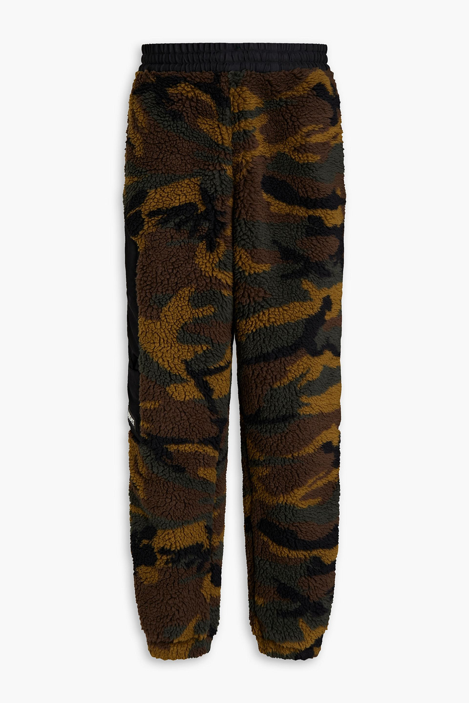 Versace Twill-paneled Camouflage-print Faux Shearling Track Trousers In Green