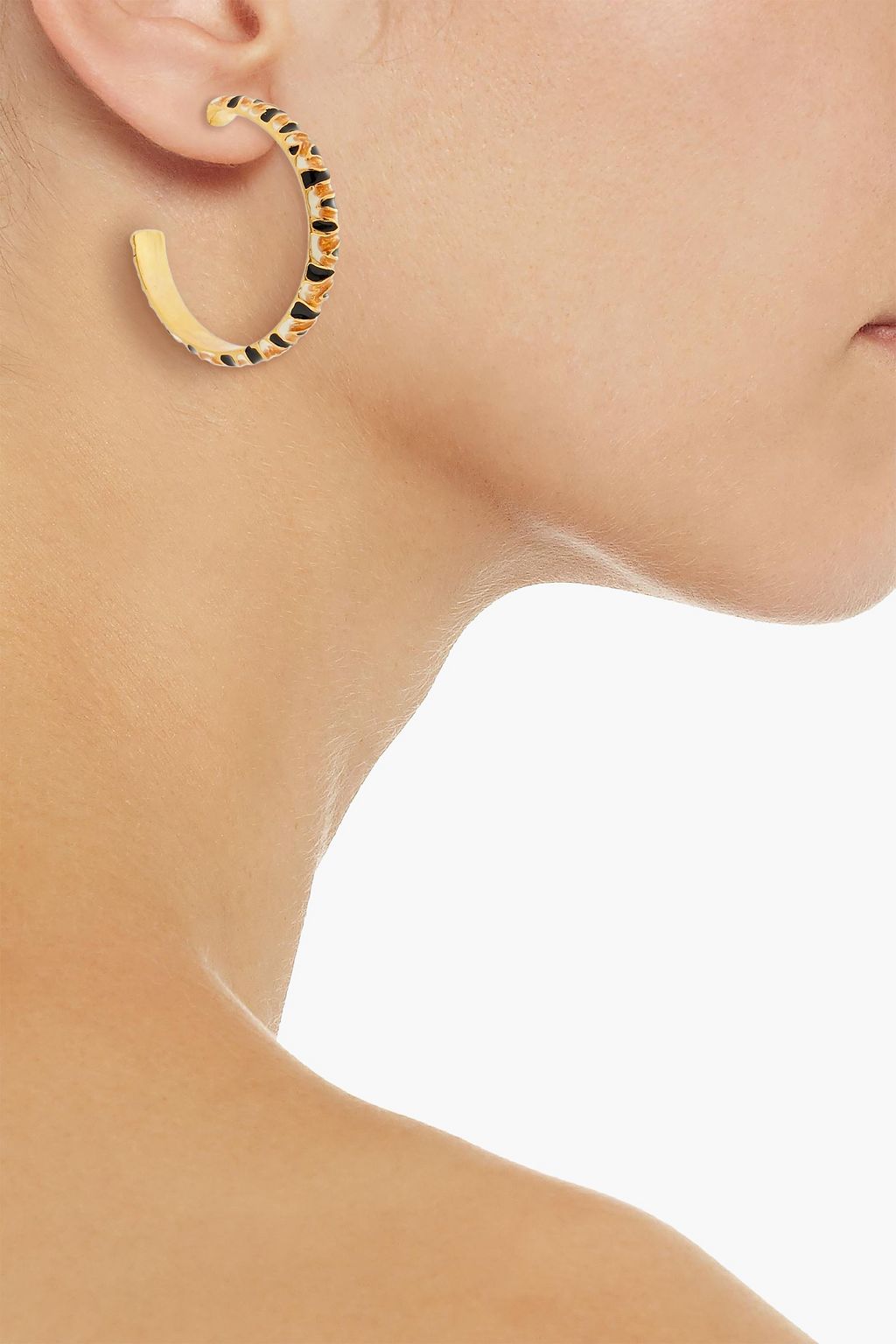 KENNETH JAY LANE Gold-tone enamel hoop earrings