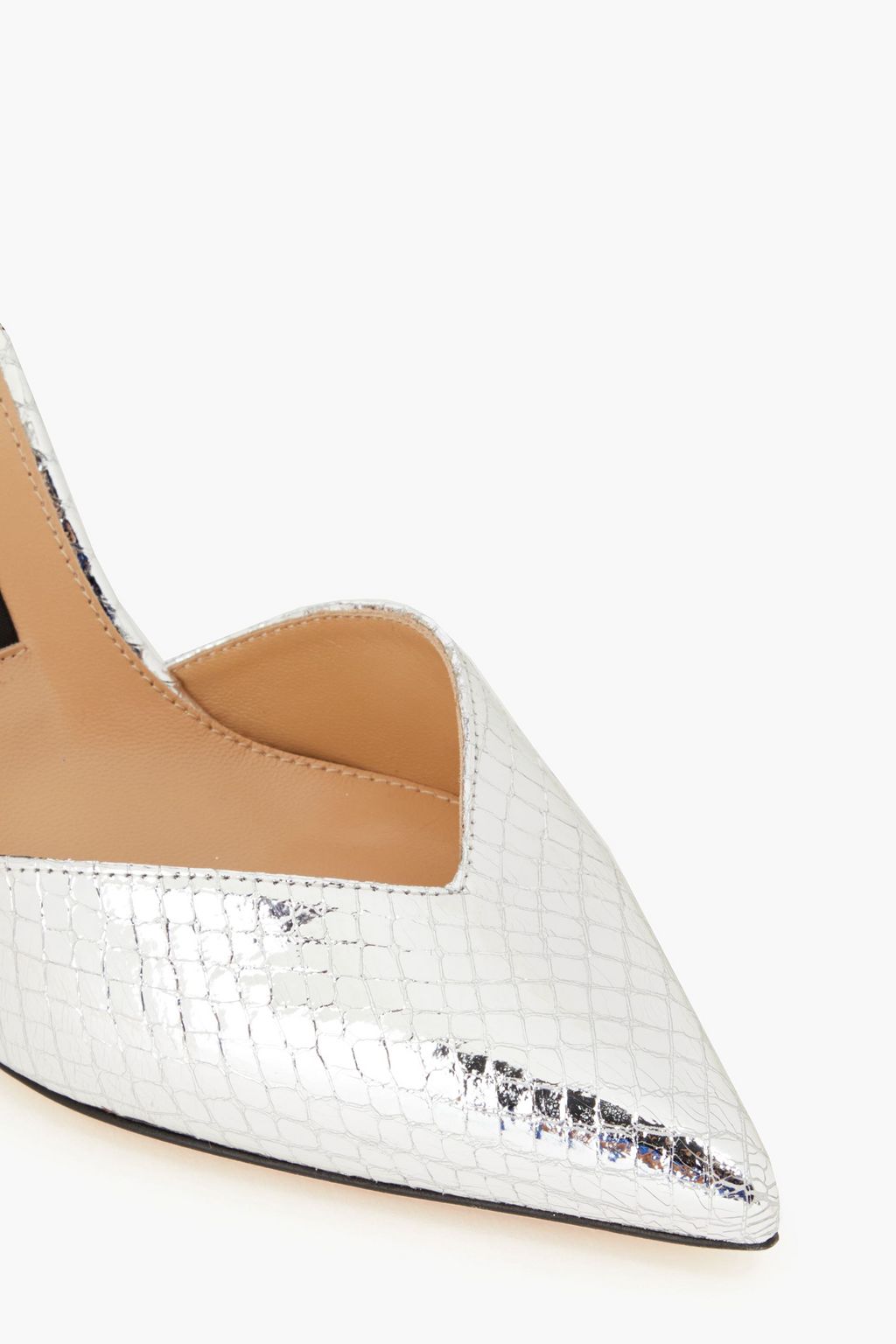 SERGIO ROSSI Mirrored snake-effect leather mules