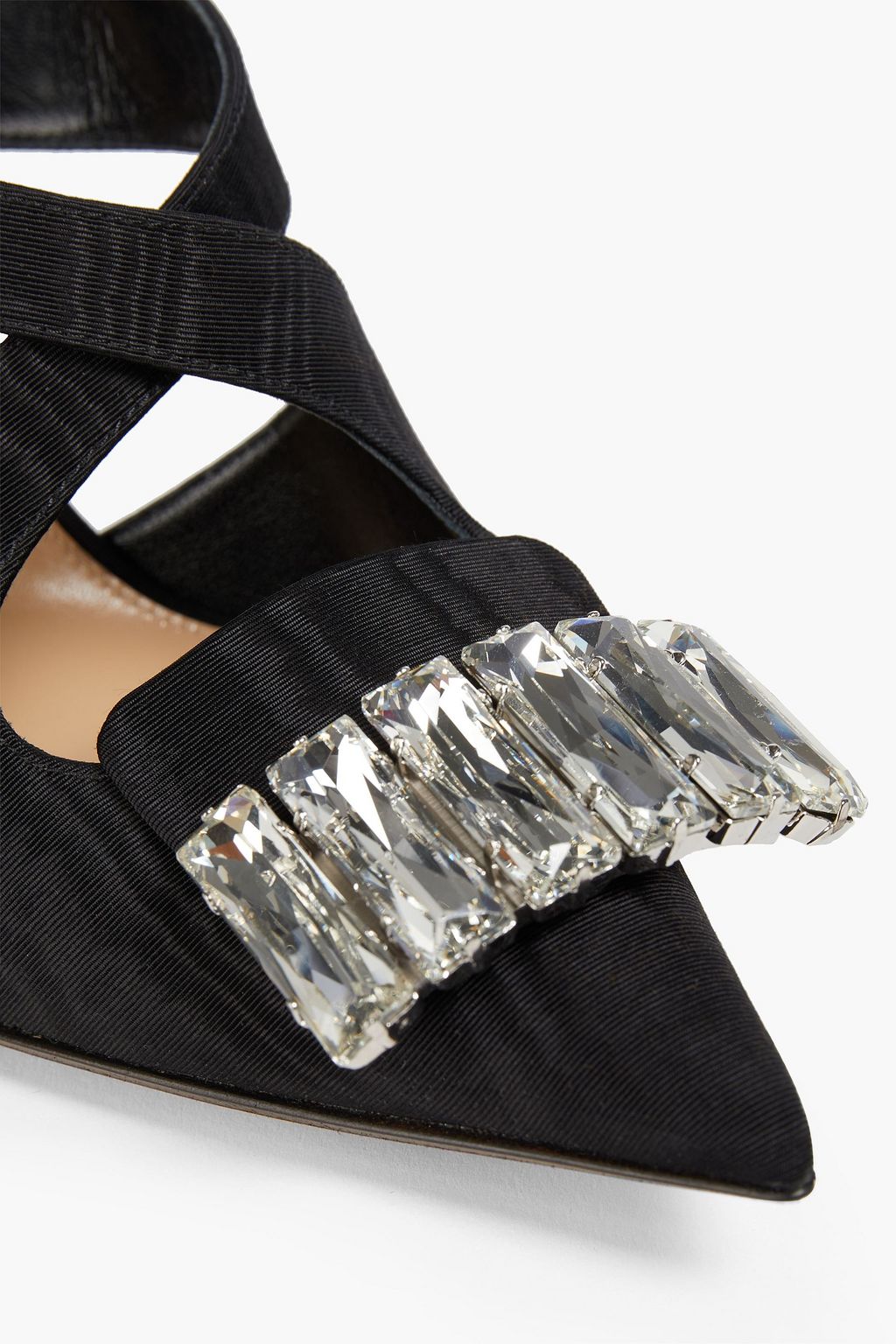 SERGIO ROSSI Crystal-embellished moire mules