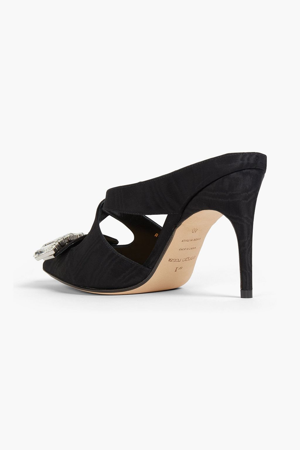 SERGIO ROSSI Crystal-embellished moire mules