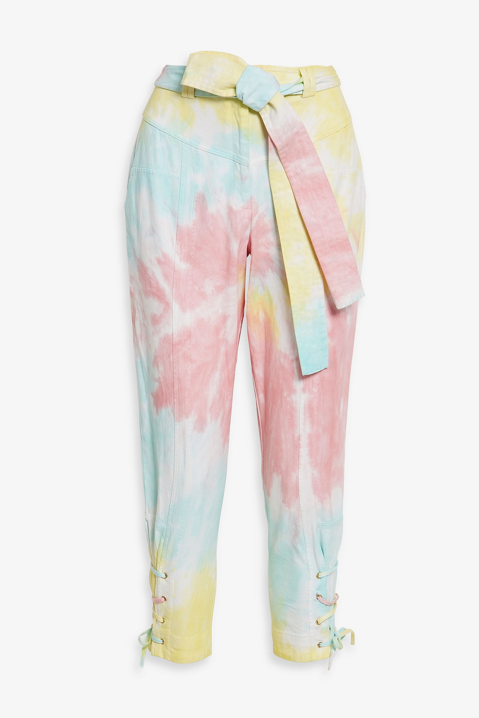 Tao lace-up detailed tie-dyed high-rise tapered jeans