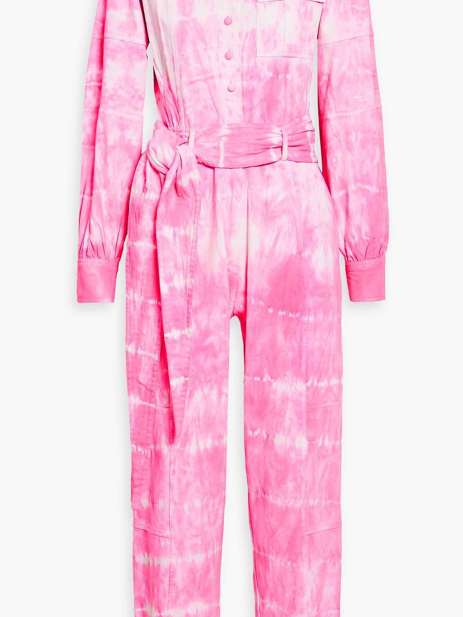 paca tie-dyed belted denim jumpsuit