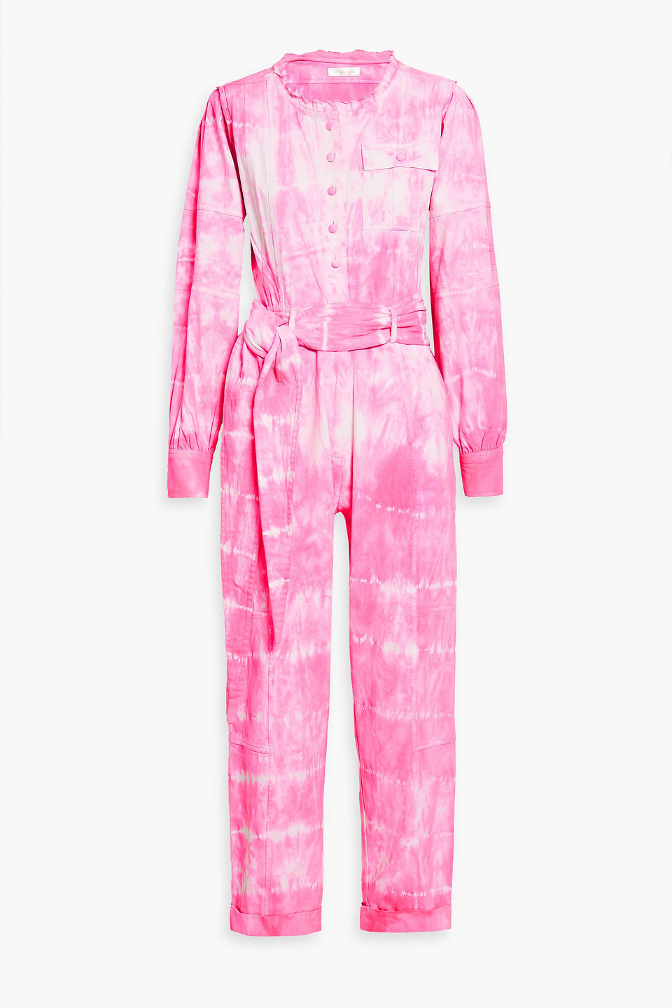 Paca tie-dyed belted denim jumpsuit