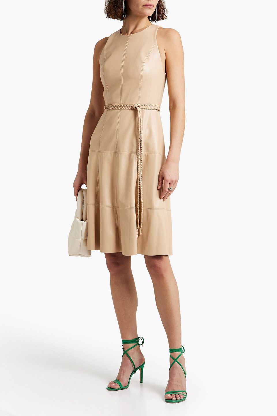 Alice And Olivia Leandra Vegan Leather Midi Dress With Belt
