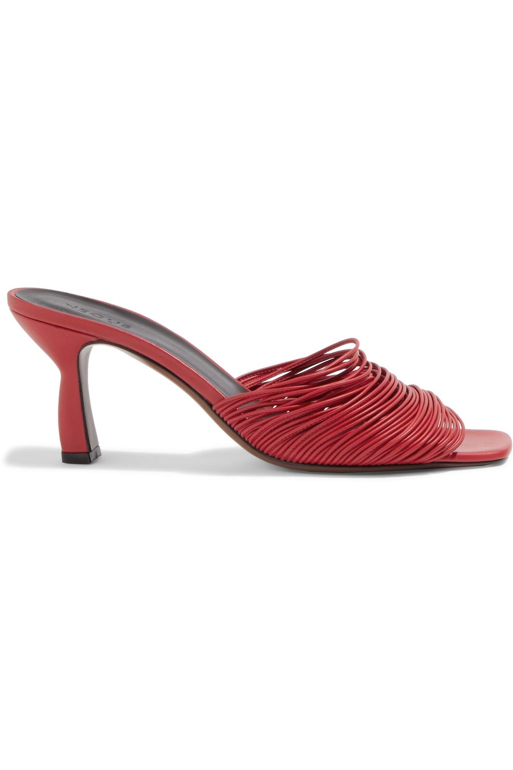 Red leather mules with heel Clearance