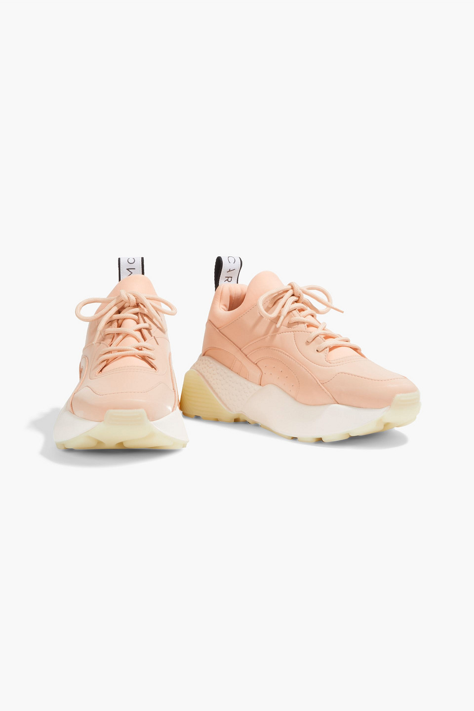 Stella Mccartney Faux Leather And Stretch-knit Exaggerated-sole Sneakers In Pastel Pink