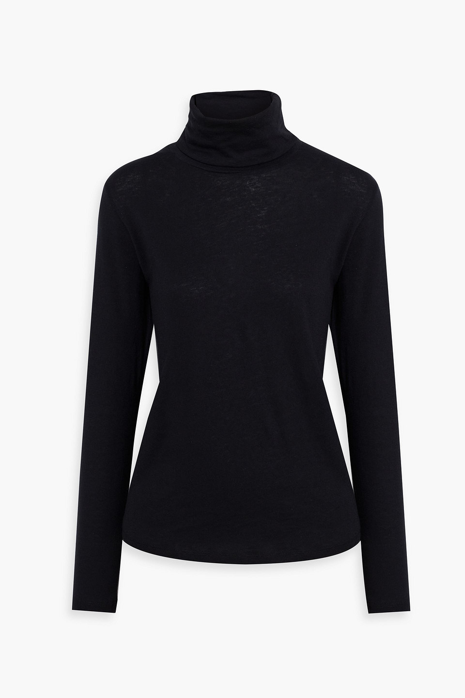 Majestic Cotton-cashmere Long Sleeve Turtleneck Top In Black